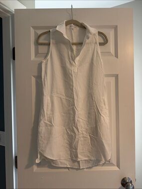 Bella Dahl White Sleeveless Collared Tunic Camisole